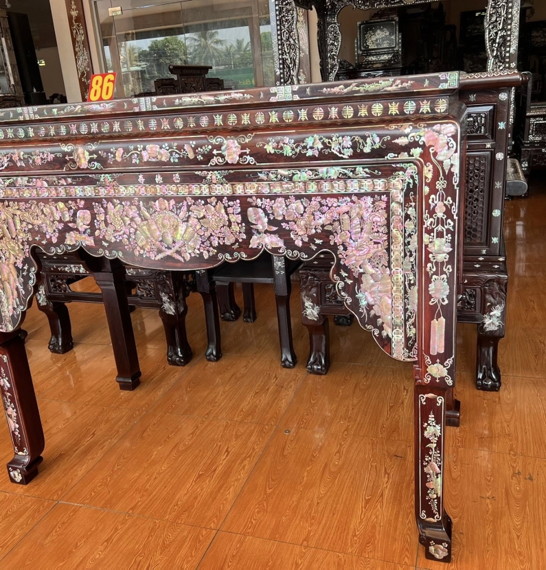 Ghế nghi thờ cây Cẩm Lai (cẩn ốc đỏ Singapore)