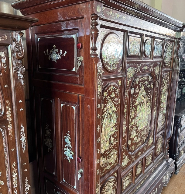 tủ thờ cây gỗ Hương, cẩn ốc Singapore